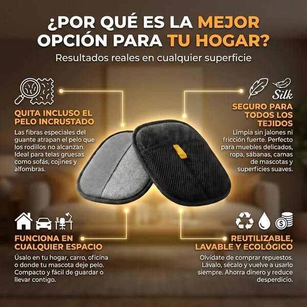 Guante Removedor de Pelo 2 en 1 - Negro